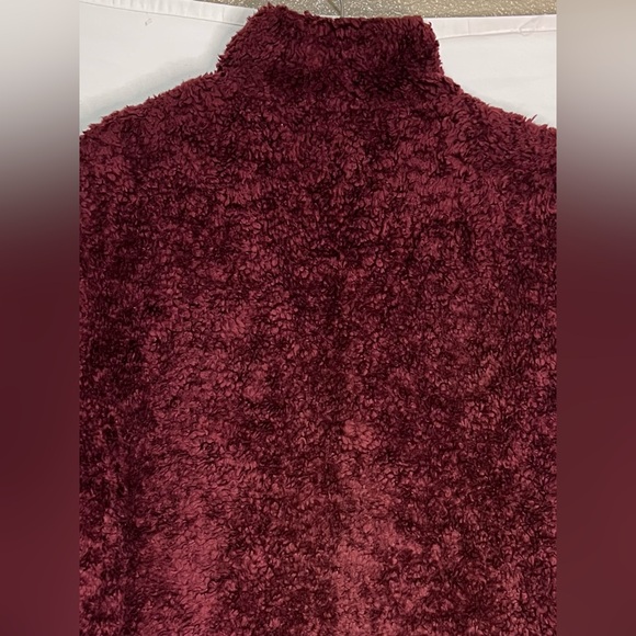 Pendleton Fuzzy Fleece Wool Blend Zip Jacket Sherpa Coat - Dark Red - Picture 11 of 15